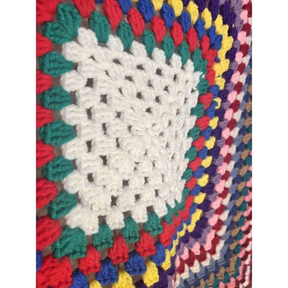Crochet Handmade Afghan Lap Throw Baby Blanket Vintage Granny Square 36x36 - Picture 3 of 8